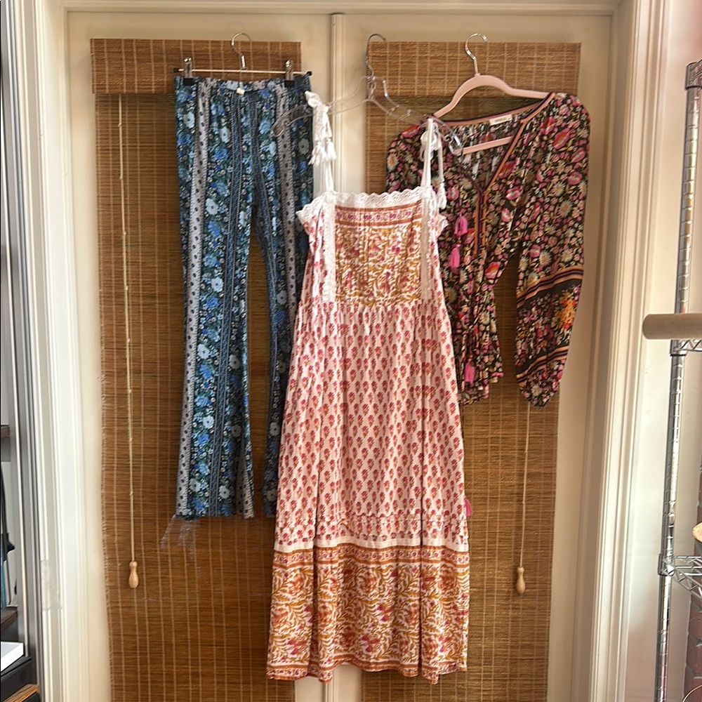 Bohemian Floral Dress and Pants Set